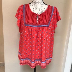 GAP Women’s Blouse Coral Short Sleeves. Size XL